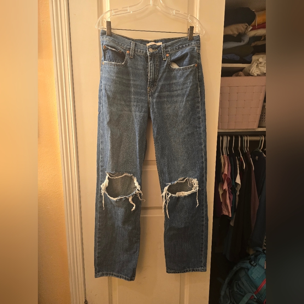 Levis Low Pro Straight Jeans Sz 27 Med Wash